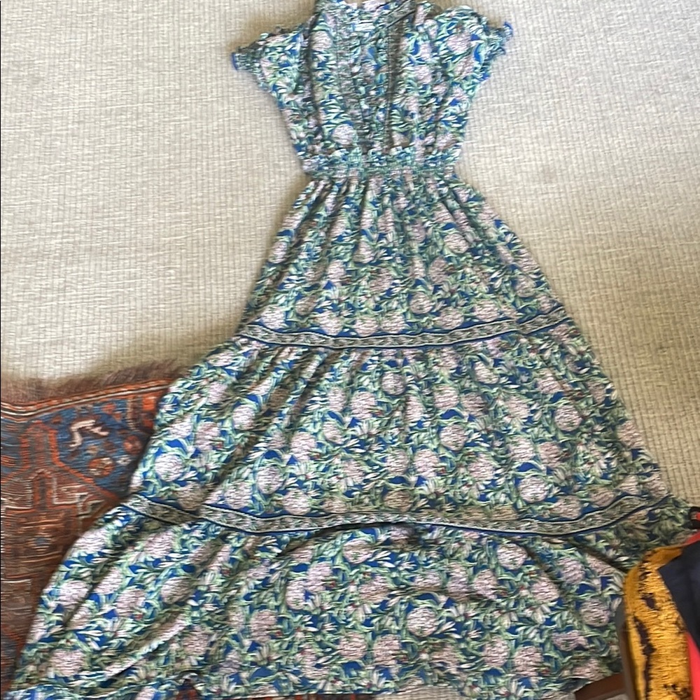 Floral Blue and Green Women's Dress